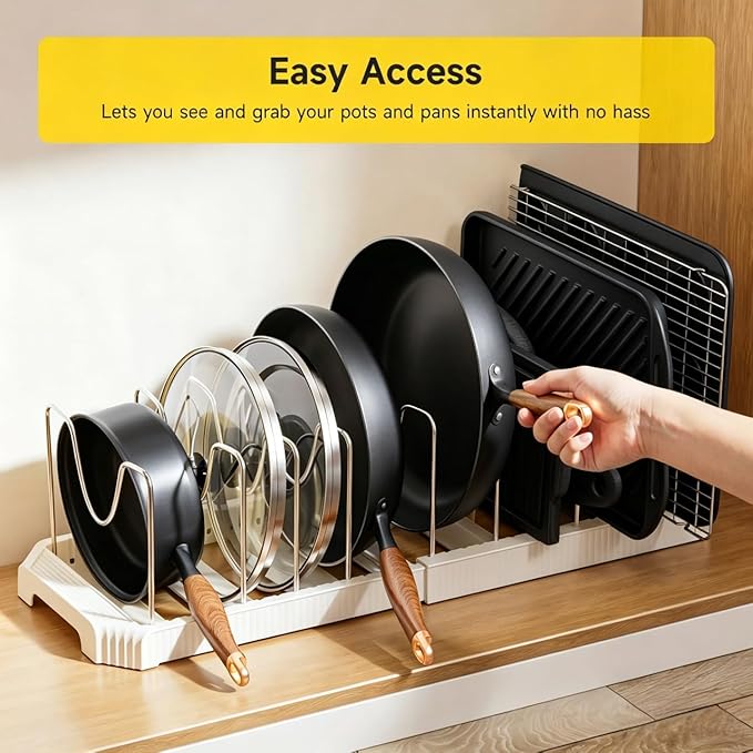 MUDEELA Pots and Pans Organizer under Cabinet, Pot Rack