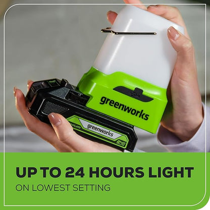 Greenworks 24V Lantern Cordless 500lm Camping Light with USB-A and USB-C Port, tool only