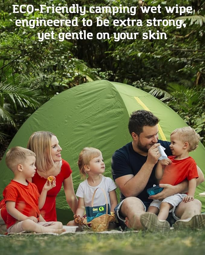 Combat Wipes ACTIVE Outdoor Wet Wipes - Extra Thick Camping Gear, Biodegradable, Body & Hand Cleansing/Refreshing Cloths for Backpacking & Gym w/Natural Aloe & Vitamin E (Active, 75 Counts)