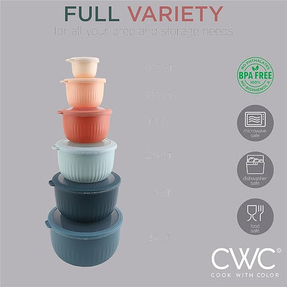 COOK WITH COLOR Prep Bowls with Lids- Wide and Deep Nesting Plastic Small