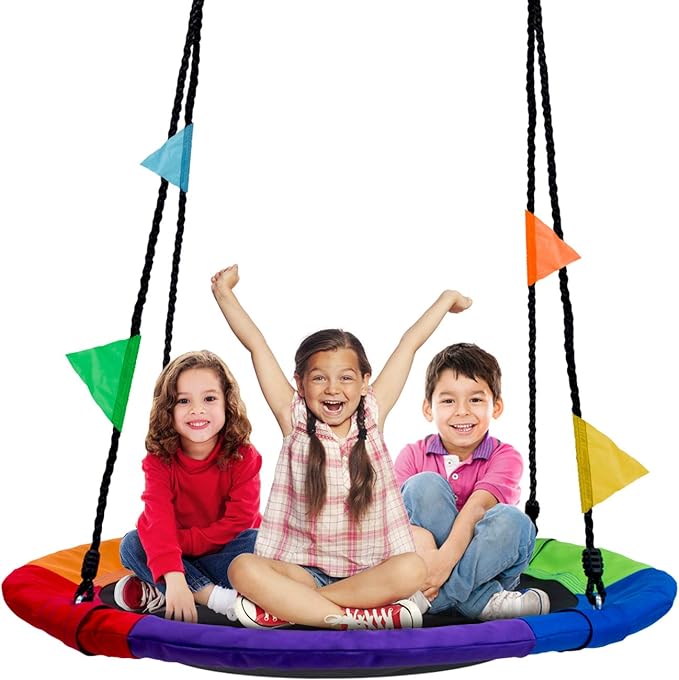 Sorbus 40" Saucer Tree Glider – 220lbs Kids Outdoor Seat with Adjustable Ropes – Durable Net Design for Backyard, Swing Set, or Indoor Use – Fun Gift Idea