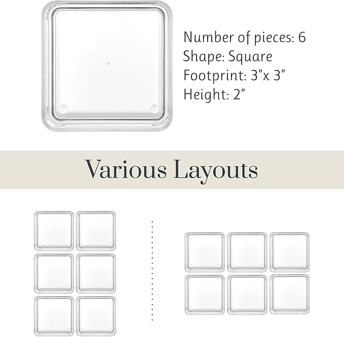 STORi SimpleSort 6-Piece Stackable Clear Drawer Organizer Set | 3" x 3" x 2"