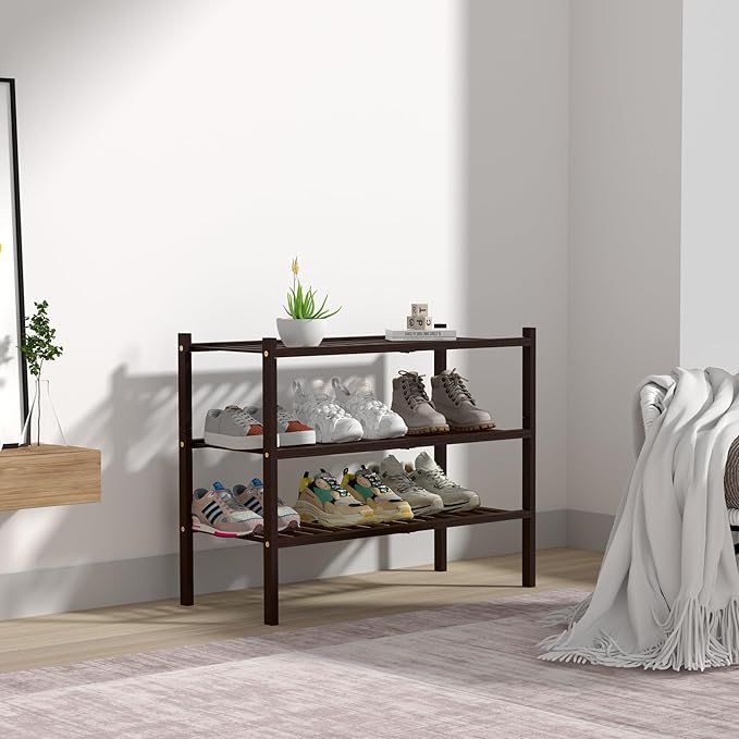 ROMGUAR CRAFT 3 Tier Bamboo Shoe Rack