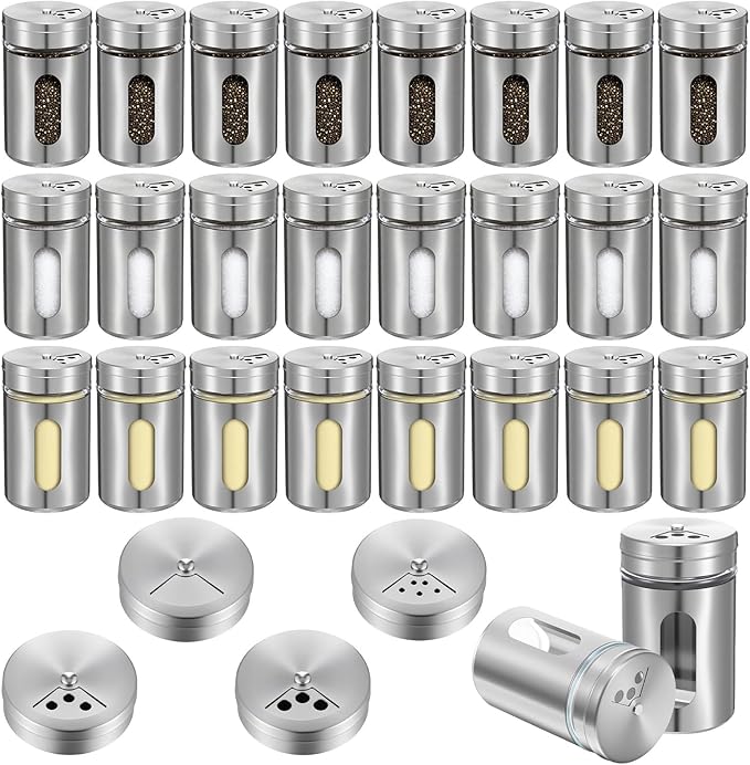 24 Pcs Stainless Steel Spice Jars