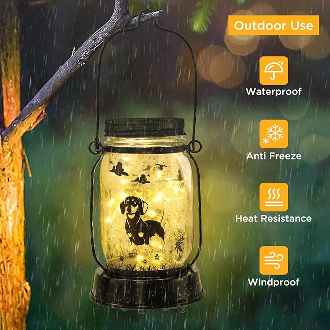 kyoryuger Dachshund Dog Solar Lanterns, Gifts for Women/Men, Weiner Dog Mom Gifts, Unique Birthday Gifts for Dachshund Lover, Garden Decoration Outside for Yard, Patio,Backyard,Porch
