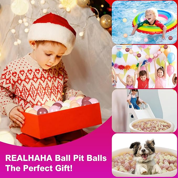 Realhaha Ball Pit Balls 50 100 200 500 Play Balls Plastic Balls for Baby Girls Toddlers Kids Play Tent Pool Playhouse Playpen Party Decoration