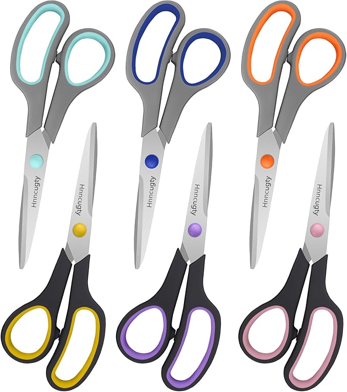 Scissors for Office School Supplies, Hnncugty 8" Scissors All Purpose Bulk Set