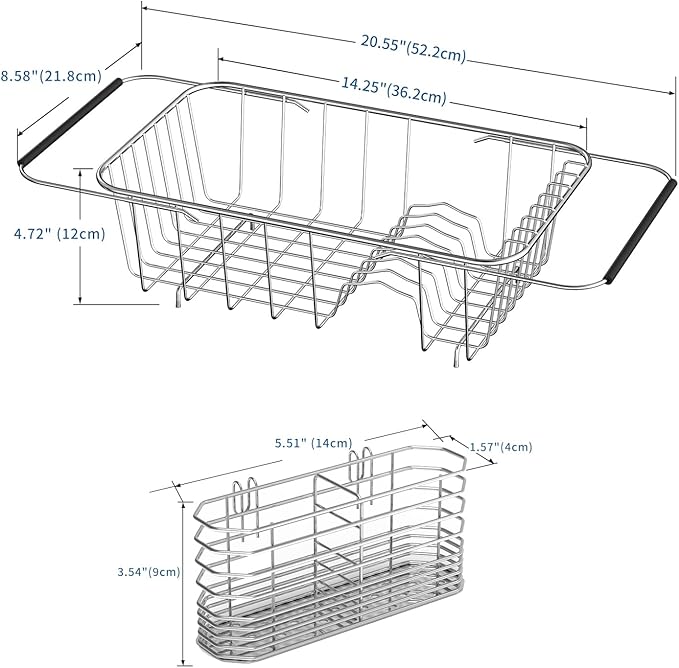 JAQ Over Sink Dish Drying Rack for Small Sink, Compact Expandable 14.25"–22.44"
