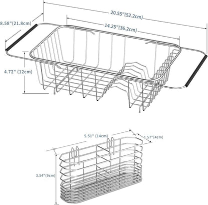 JAQ Over Sink Dish Drying Rack for Small Sink, Compact Expandable 14.25"–22.44"