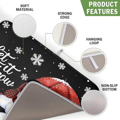 Winter Snowman Dish Drying Mat, Christmas Snow Dish Drying Mat
