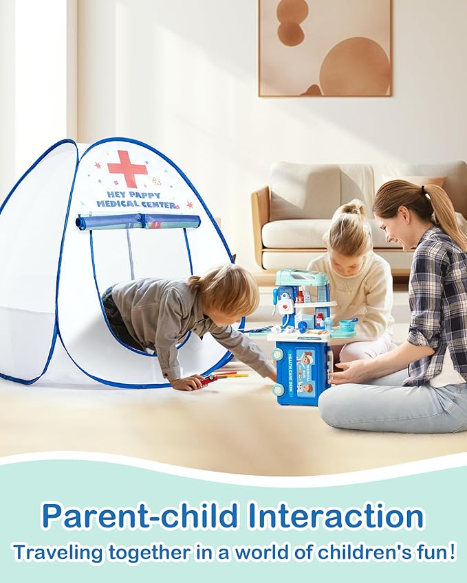 Kids Tent,Pop Up Kids Play Tent Hospital Center Theme with Complete Toy Set, Play Toys Play Set for Indoor Outdoor Pretend Play
