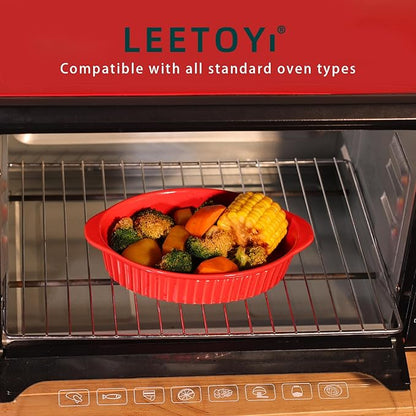 LEETOYI Porcelain Small Oval Au Gratin Pans, Baking Dish Set