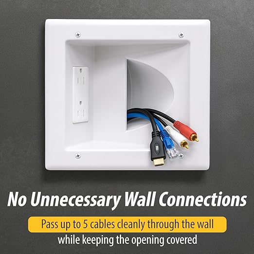 DATA COMM Electronic 45-0031-WH Recessed Low Voltage Media Wall Plate w/