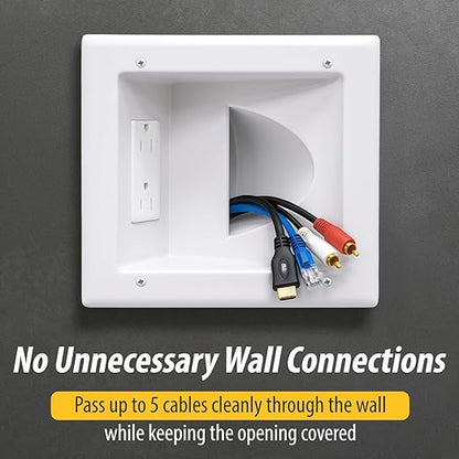 DATA COMM Electronic 45-0031-WH Recessed Low Voltage Media Wall Plate w/