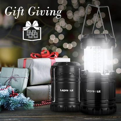 Lepro LED Camping Lanterns Battery Powered, Collapsible, IPX4 Water Resistant, Outdoor Portable Lights for Emergency, Hurricane, Storms and Outages