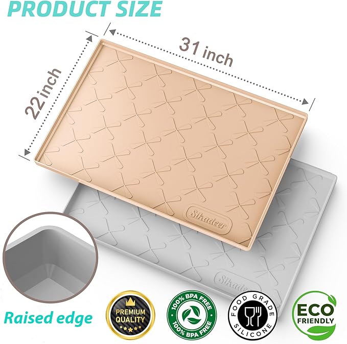 SIKADEER 31" x 22" Under Sink Mat Waterproof, Silicone Mat Kitchen Drawer Shelf
