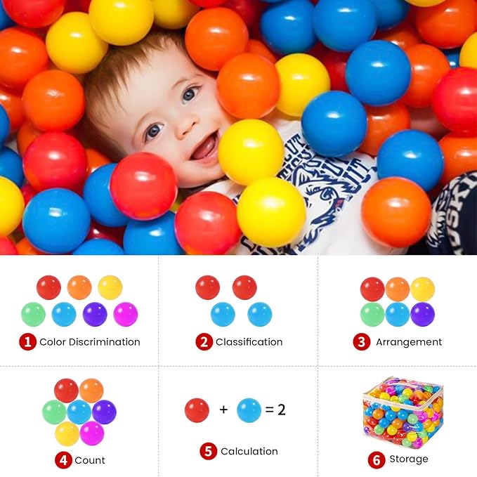 MoonxHome Ball Pit Balls for Toddlers, BPA Free Crush Proof Plastic Toy Balls for Ball Pit, Children's Pool Water Toys, Macaron Ocean Balls for Play Tent 2.15 Inch Pack of 100…