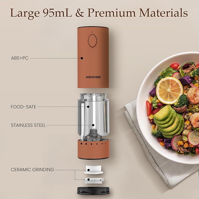 Newise Electric Salt and Pepper Grinder Set Rechargeable