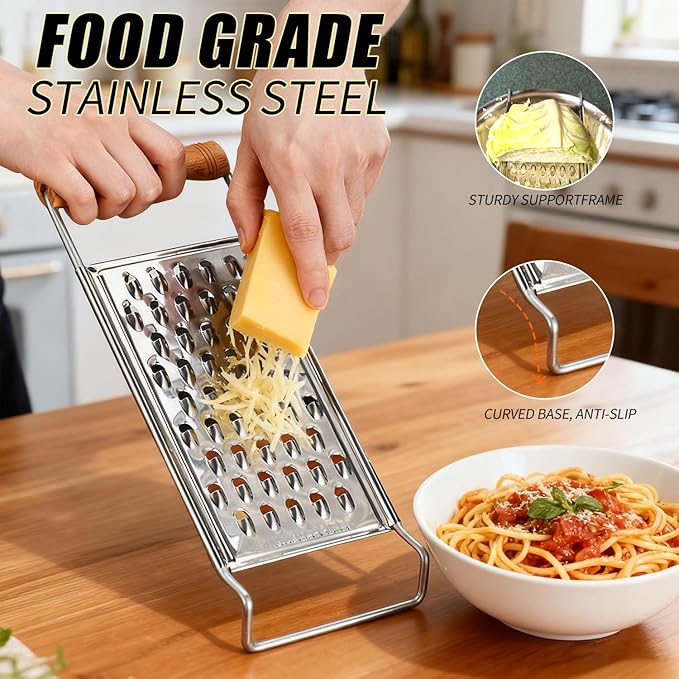 2 Pack Cheese Grater Handheld, Stainless Steel Zester Set of 2, Kitchen Flat