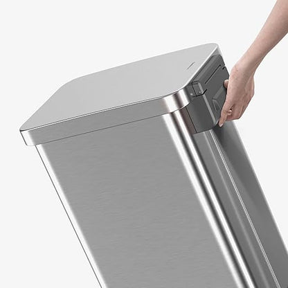 QUALIAZERO 50L / 13 Gallon Stainless Steel Step-On Kitchen Trash Can Soft-Close