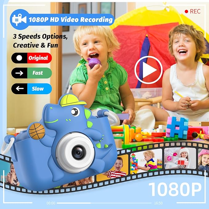 Kids Camera Toy, masterbee Children Age 3-12, Christmas/Birthday Gifts for Girls, 1080P HD Video, Gift for 3 4 5 6 7 8 9 10 11 12 Year Old Girl Blue