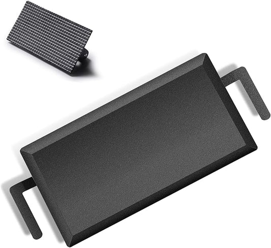 Universal Large Carbon Steel Griddle for Outdoor Gas Grill, Induction, Gas/Electric Stove, and Oven, Double Burner Griddle Comes with Grill Press, Pre-seasoned Nitride Coating Process