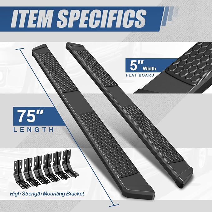 Auto Dynasty Running Boards 5.5 Inches Side Step Nerf Bar for Truck Compatible with Ford F250 F350 F450 F550 Super Duty Extended Cab 1999-2016, Stainless Steel, Black Powdercoated