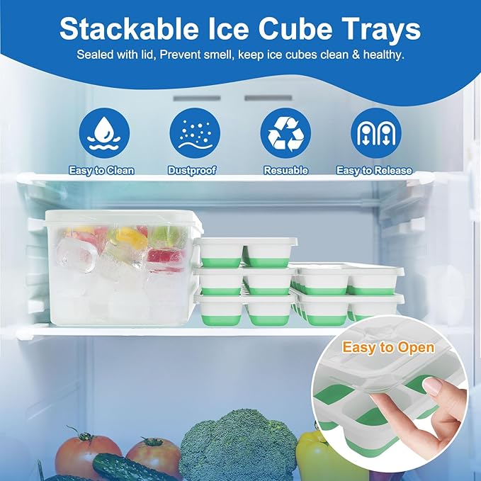 5 Pack 70 Cube Silicone Ice Cube Trays