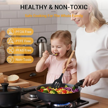 Ammeloo 18-Piece Ceramic Pots and Pans Set Non Stick, Non Toxic Cookware Set