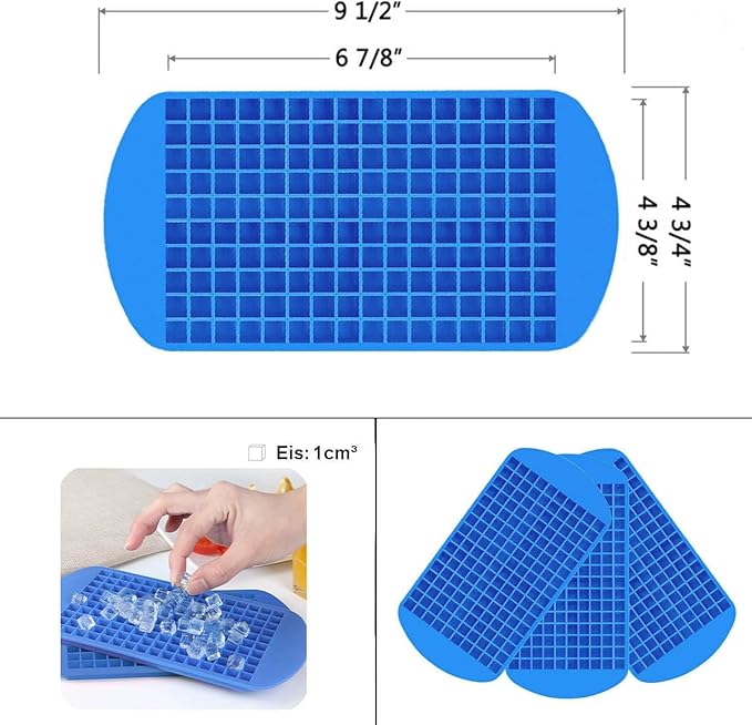 Mini Ice Cube Trays Set of 2-160 Small Ice Cubes Silicone Mold