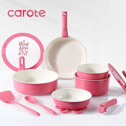 CAROTE 18Pcs Ceramic Cookware Set