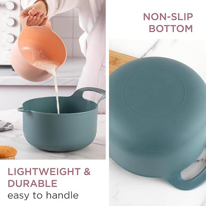 COOK WITH COLOR Nesting Plastic Mixing Bowl Set with Pour Spouts and Handles