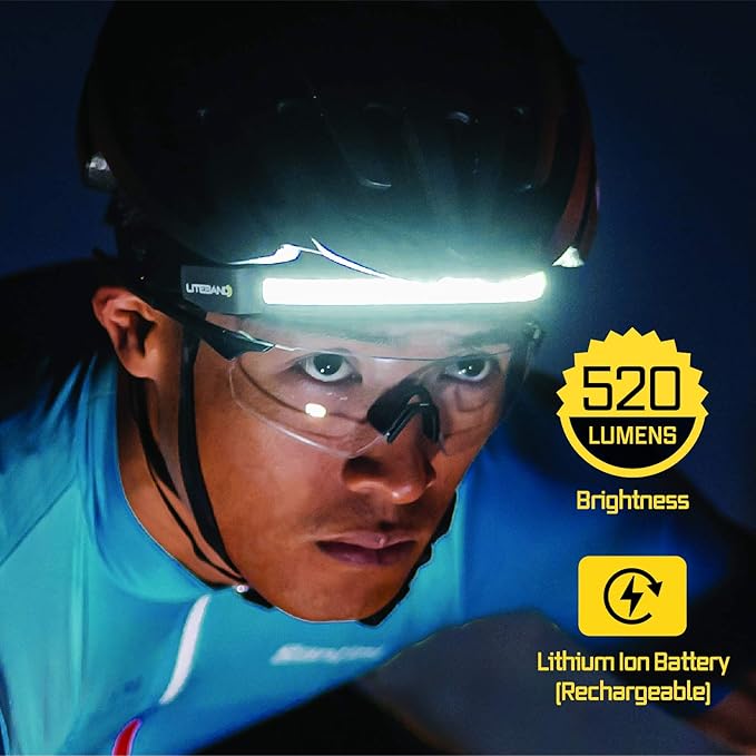 LED Headlamp Liteband Lightweight ACTIV 520 Lumen Bright Head Lamp, Powerful High Rechargeable Battery Powered Headlamps, Camping, Running, Hard Hat Light, Best Rated For Forehead Flashlight, Night