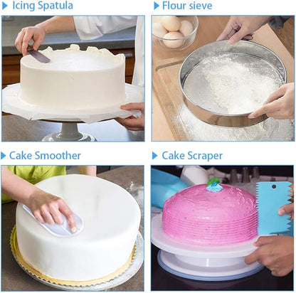 Cake Decorating Supplies, Cake Rotating Turntable, 48 Piping Icing Tips