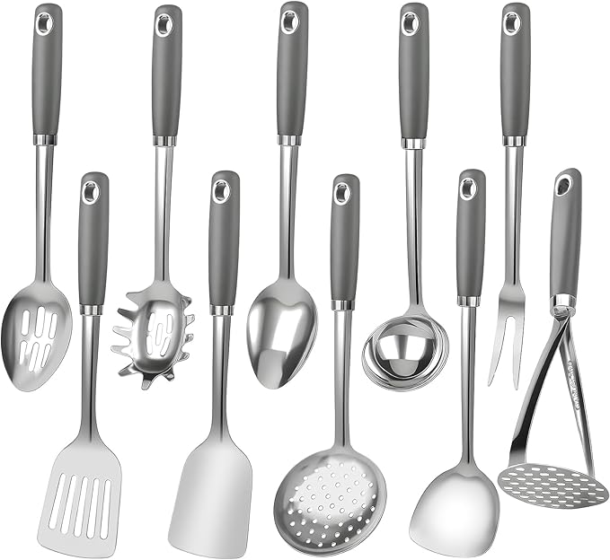 10 Piece Stainless Steel Cooking Utensils Set