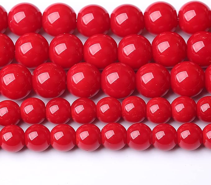 6MM 63PCS Red Glass Round Spacer Loose Beads for Jewelry Making 15 inches DIY Bracelet Necklace