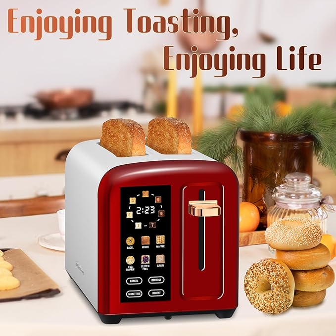 SEEDEEM Toaster 2 Slice with Touch Screen, Faster Heating Speed, 7 Shade Setting