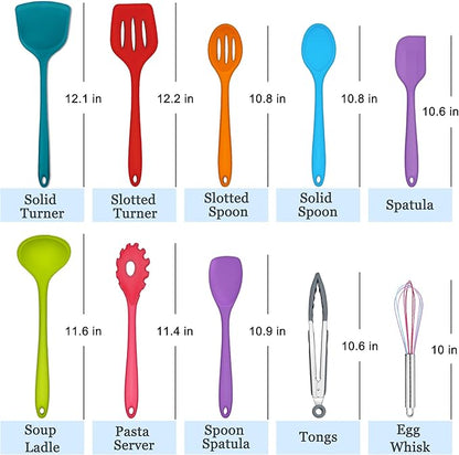 E-far 10 Pcs Silicone Cooking Utensils Set, Heat Resistant Kitchen Utensil Set