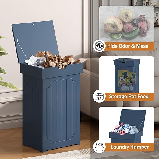 Function Home Trash Can Cabinet, 13 Gallon Kitchen Garbage Can, Wood Recycling