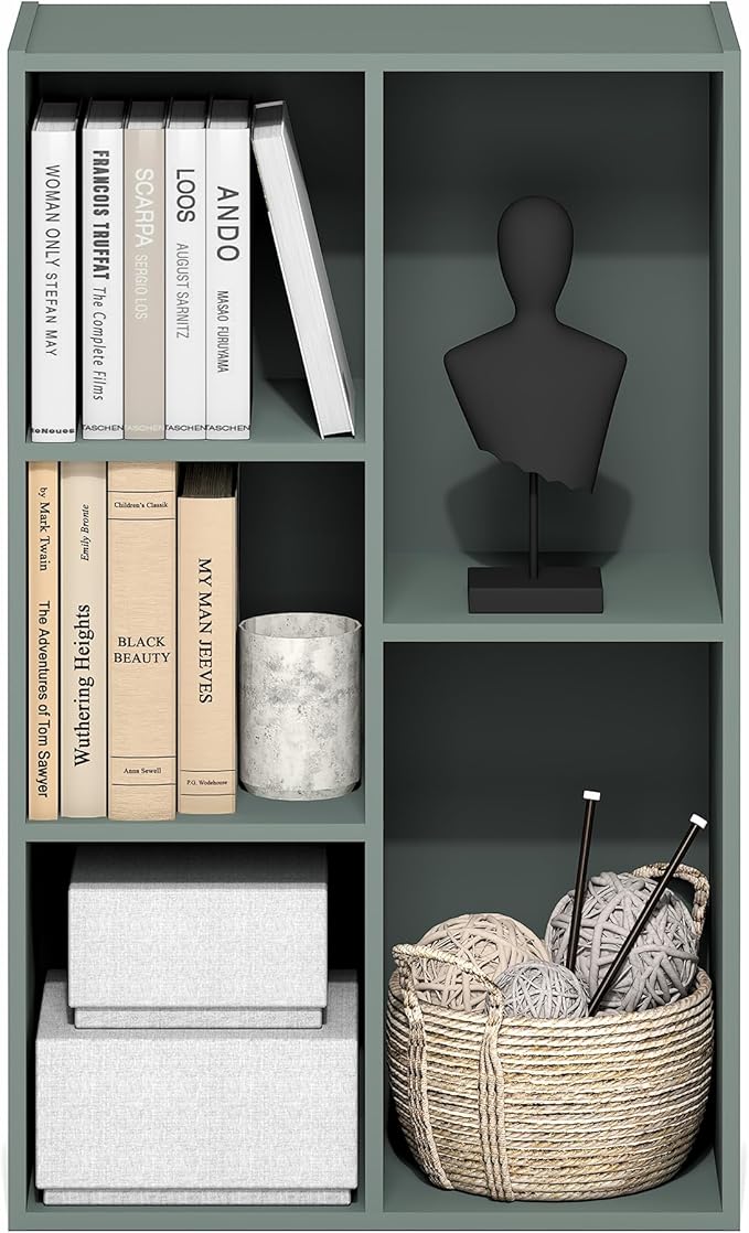 Furinno LUDER Book Shelf, 5-Cube Bookshelf, Reversible Bookcase, 9.4 x 19.5 x