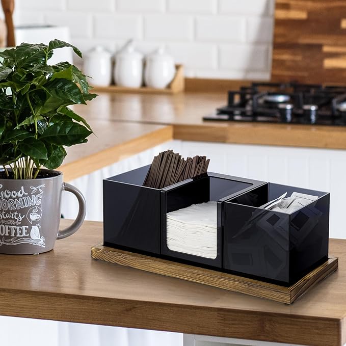 MyGift Coffee Organizer, Modern Acrylic Coffee and Tea Organizer