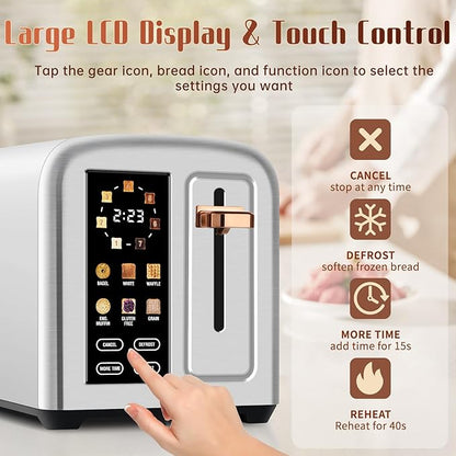 SEEDEEM Toaster 2 Slice with Touch Screen, Faster Heating Speed, 7 Shade Setting