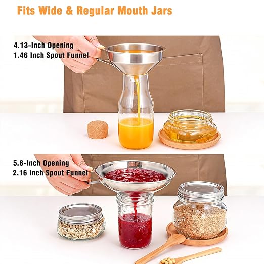 2-Pack Canning Funnels, Wide Mouth & Regular Mouth Kitchen Funnels