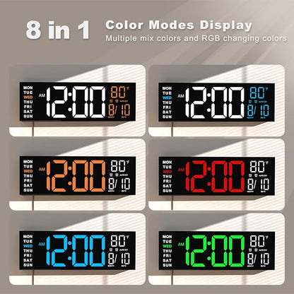 JALL 16" Large Digital Wall Mount Clock, Count Down Timer, Big LED, RGB Color