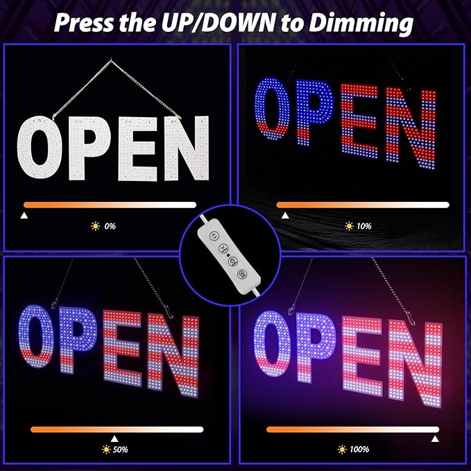 LED Open Signs for Business, Ultra Bright Adjustable Light Up Open Sign Led for