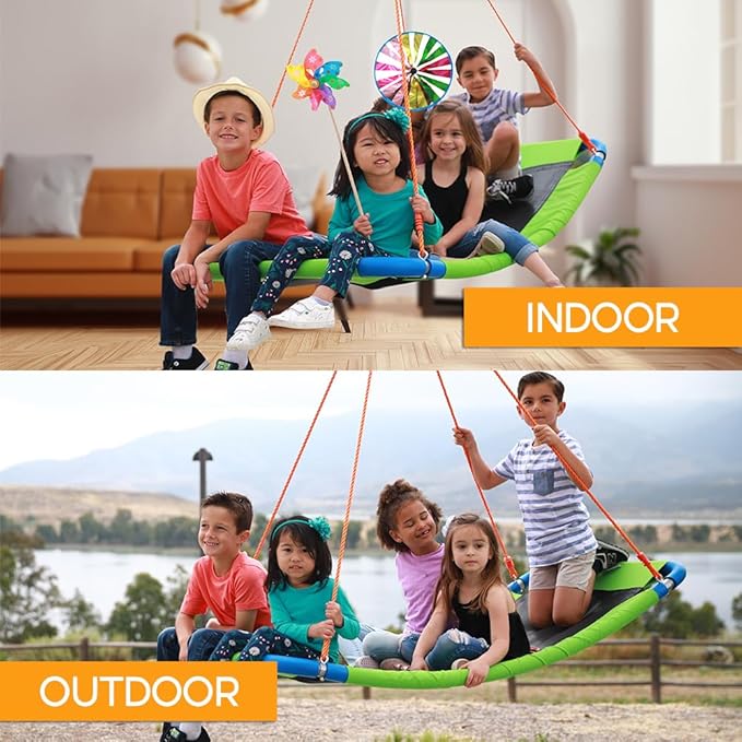 PLATPORTS Platform Swing - Large Rectangle Saucer Swing for Kids and Adults