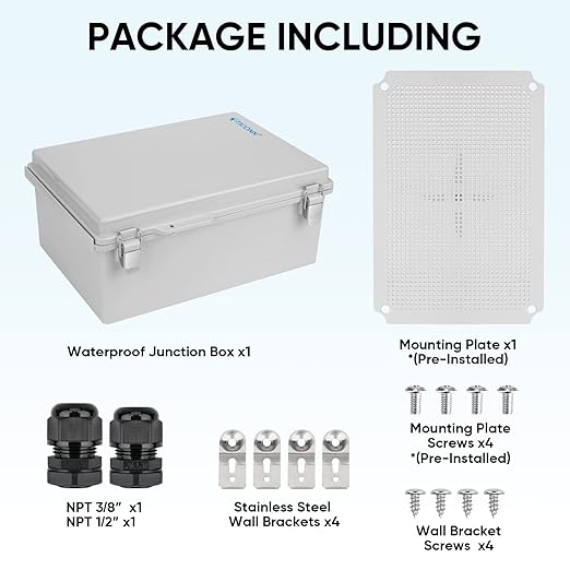 TICONN Waterproof Electrical Junction Box IP67 ABS Plastic Enclosure