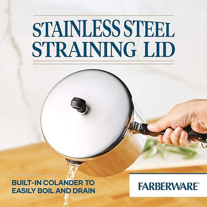 Farberware Classic Stainless Steel 3-Quart Covered Straining Saucepan