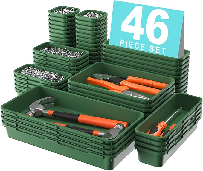 A-LuGei 【 & 5 Size】 Tool Box Organizer Tray Divider Set, 【Army Green】
