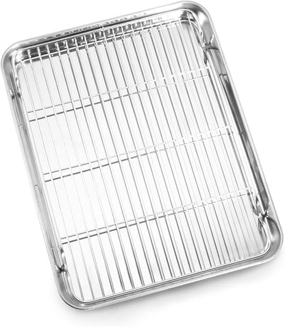Baking Sheet and Cooling Rack Set, Stainless Steel Commercial Grade Cookie